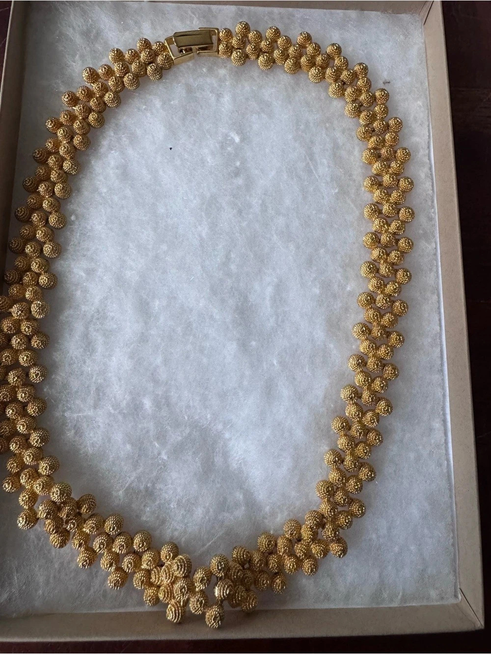 Vintage Gold-Tone Textured Necklace & Bracelet Set